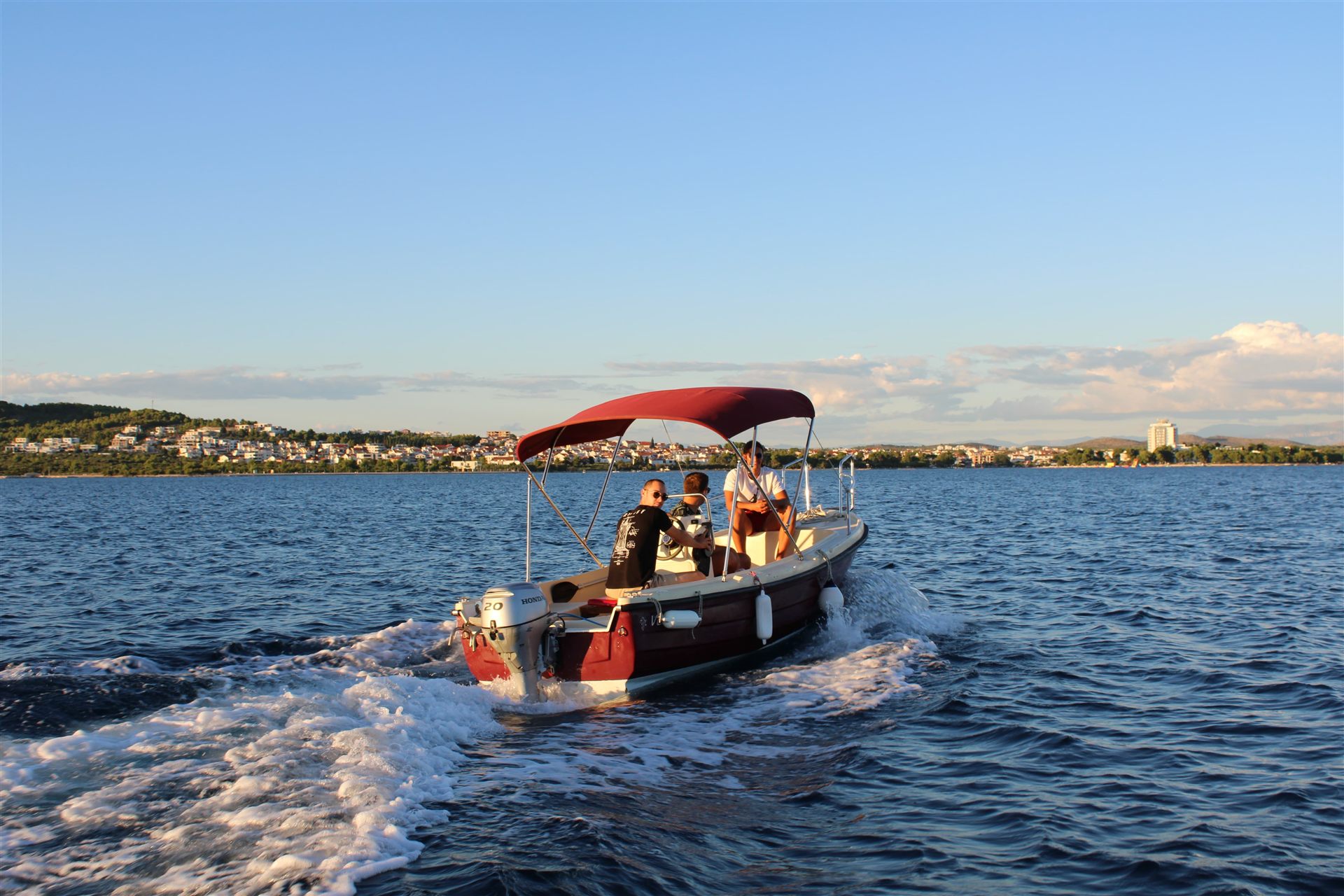 VEN boat sunset tour Vodice — romantic route through Tribunj and Logorun islands