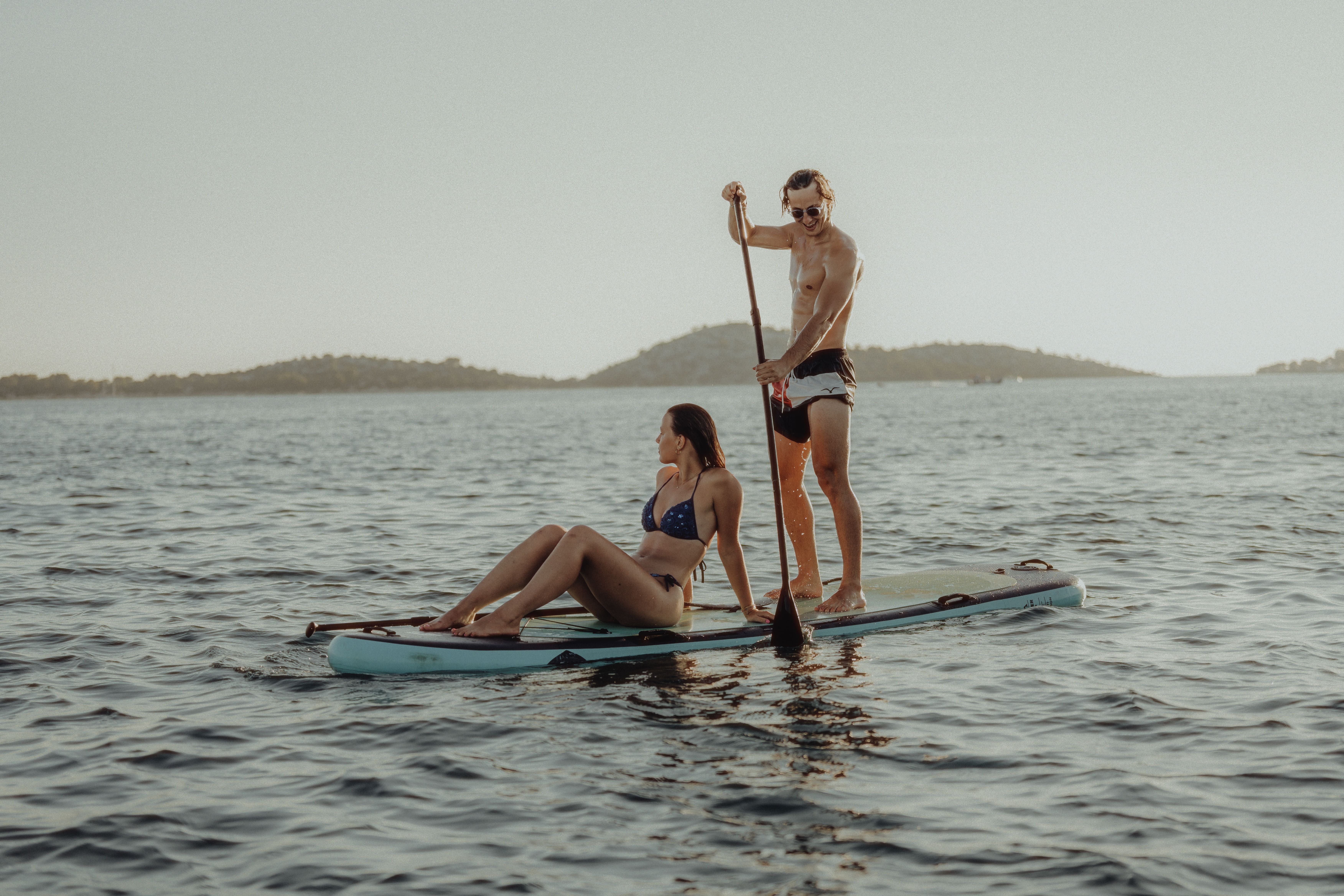 SUP paddleboards available for rental on Plava plaža, Vodice